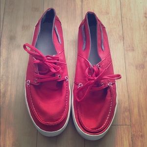 Tretorn Mens Canvas Boat Shoe | Red | size 9.5